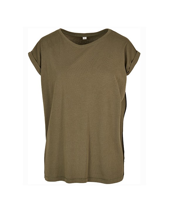 T-Shirts personnalisable BUILD YOUR BRAND LADIES ORGANIC EXTENDED SHOULDER TEE