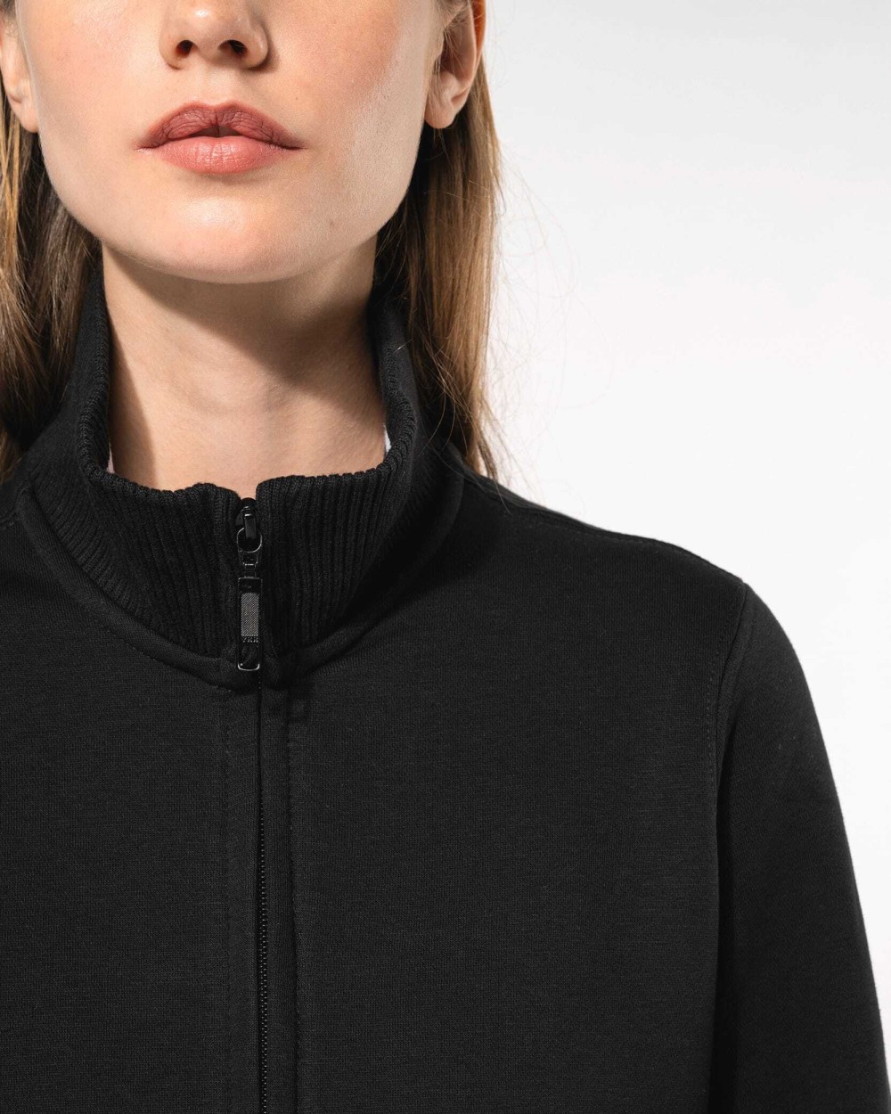 KARIBAN Damen Fleece-Sweater mit Zip Sweatshirts personalisierbar