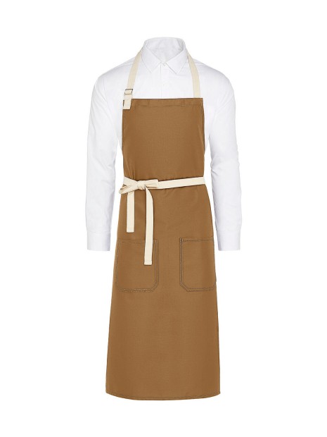 SG CLOTHING SANTORINI - Contrasted Bib Apron with Pocket /api/colors/8b7408cb-0a31-4cc8-a629-1c897f6164ff personnalisable