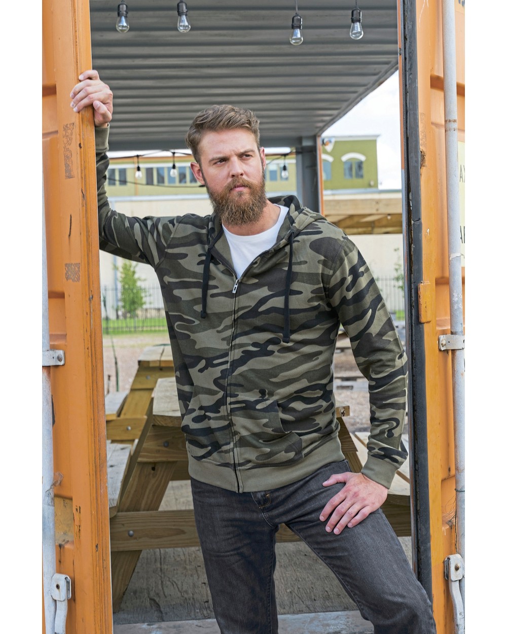 BURNSIDE Full Zip Camo Hooded Sweat Jacket Sweatshirts personalisierbar