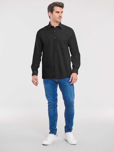 Chemises à personnaliser RUSSELL Chemise homme popeline pur coton manches longues 