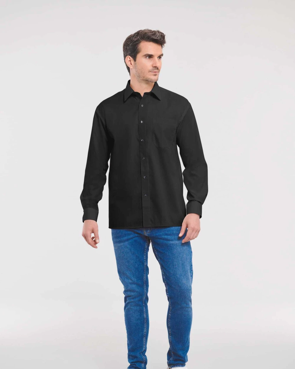 RUSSELL Men's Ls Pure Cotton Easy Care Poplin Shirt Hemden personalisierbar