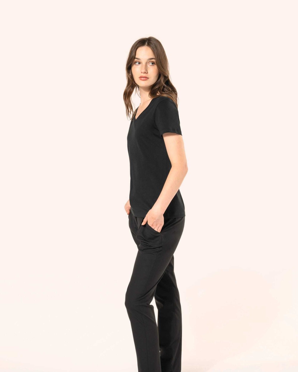 T-Shirts personnalisable KARIBAN T-shirt Supima® col V manches courtes femme