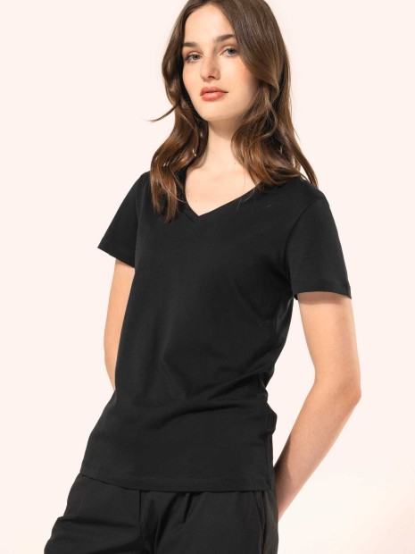 T-Shirts à personnaliser KARIBAN T-shirt Supima® col V manches courtes femme 