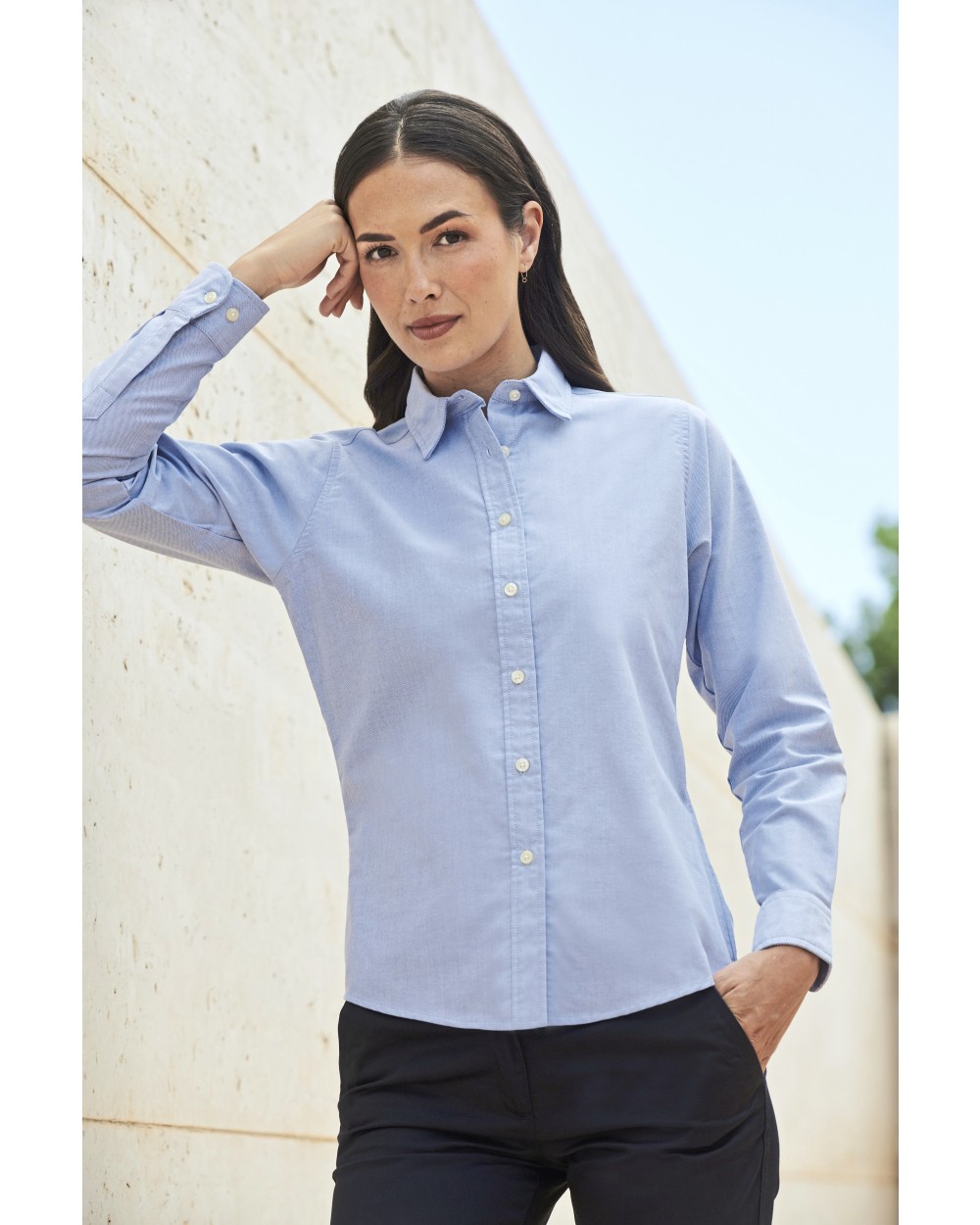 HENBURY Ladies Classic Long Sleeved Oxford Shirt Hemden personalisierbar