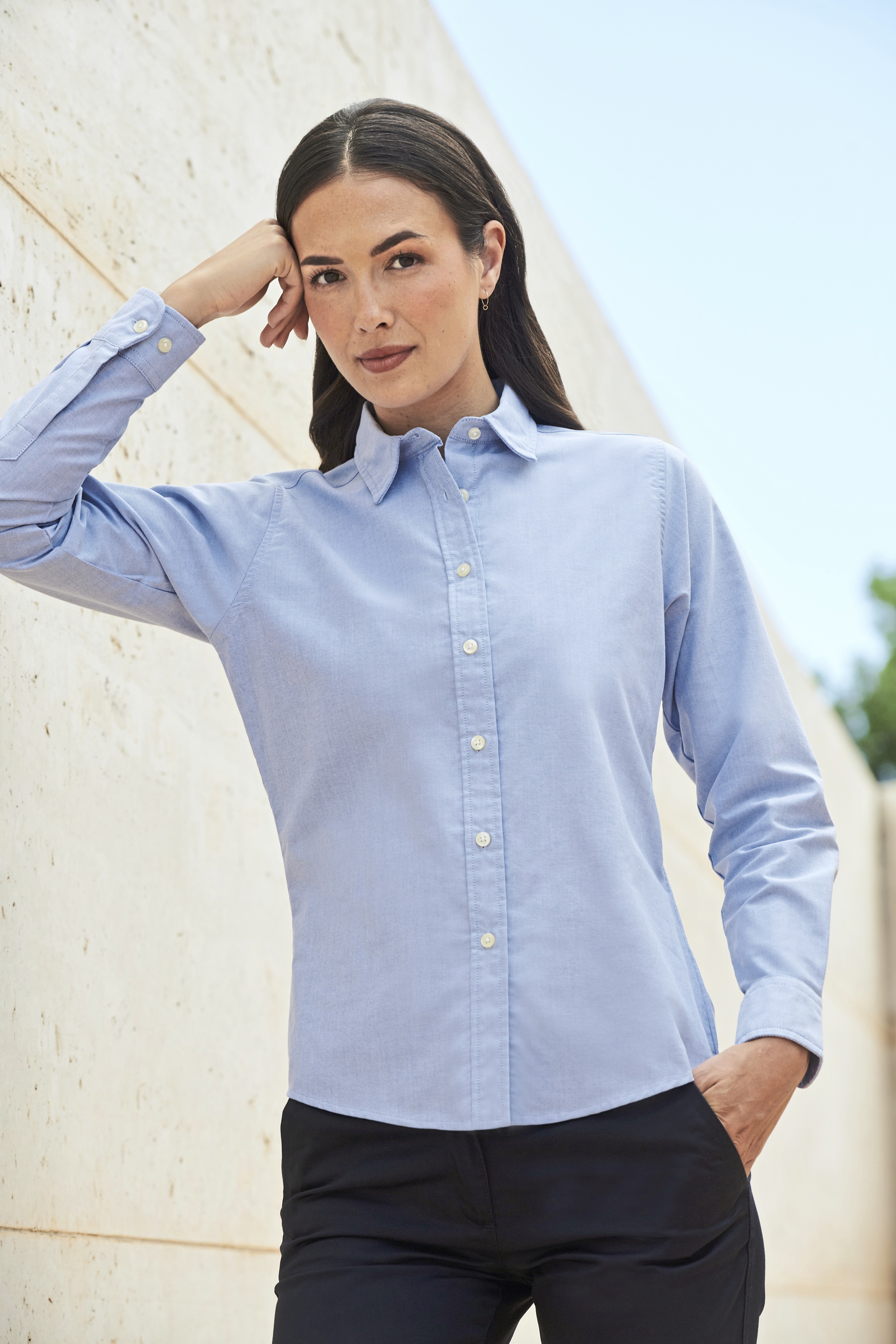 HENBURY Ladies Classic Long Sleeved Oxford Shirt Hemden personalisierbar