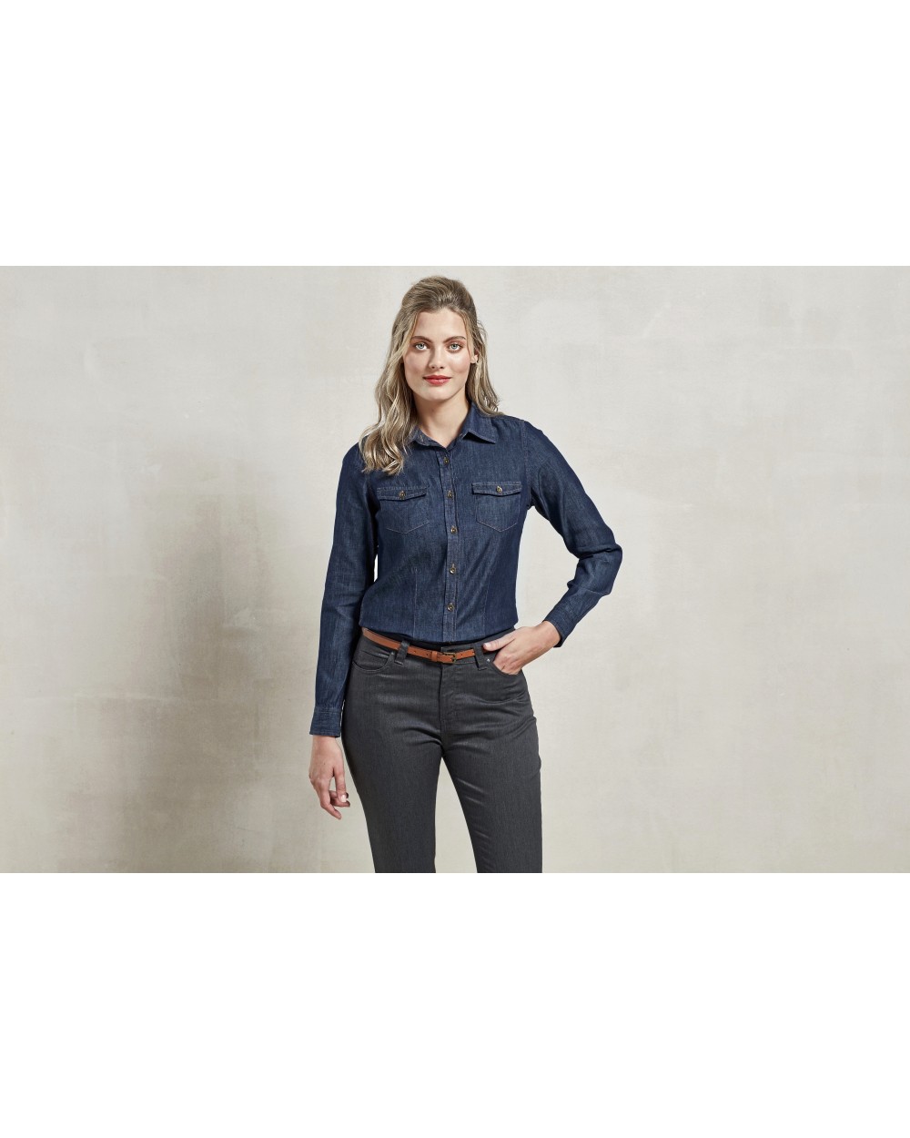 Hemden PREMIER Ladies` Jeans Stitch Denim Shirt voor bedrukking &amp; borduring