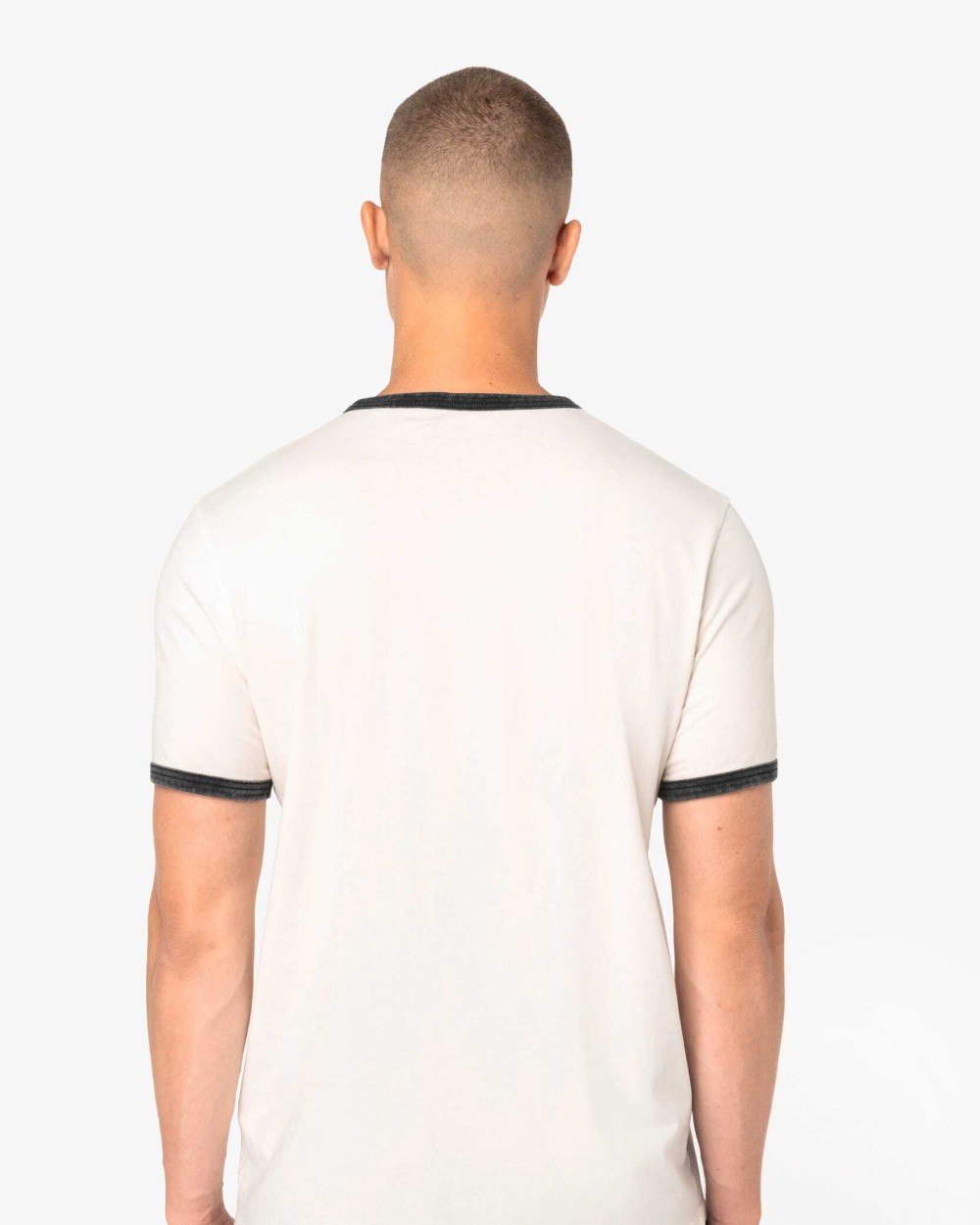 T-shirts NATIVE SPIRIT Ecologisch ringer heren T-shirt met contrasterende boorden en verwassen look voor bedrukking &amp; borduring