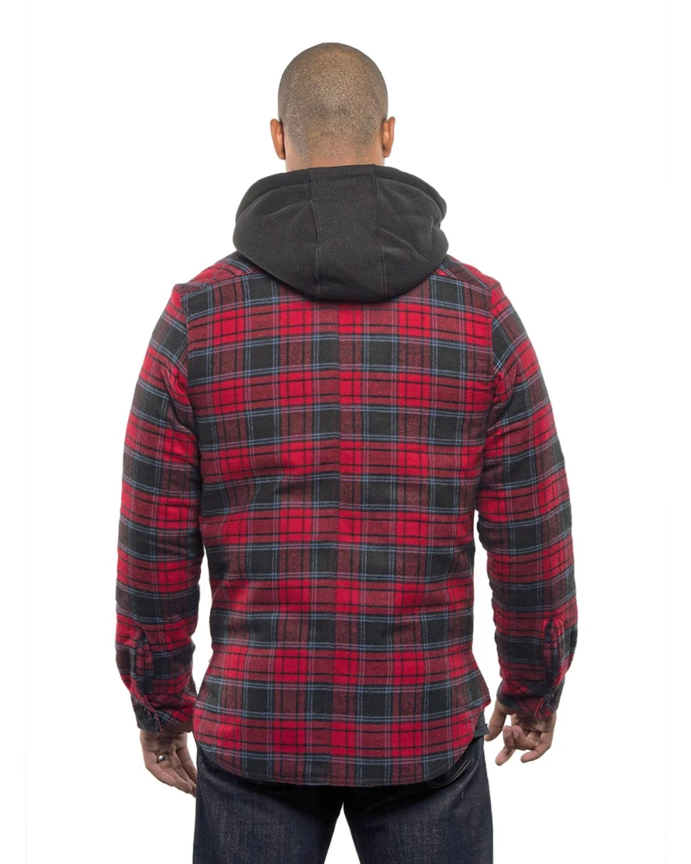 Jassen BURNSIDE Men´s Flannel Jacket With Sherpa Hoodie voor bedrukking &amp; borduring