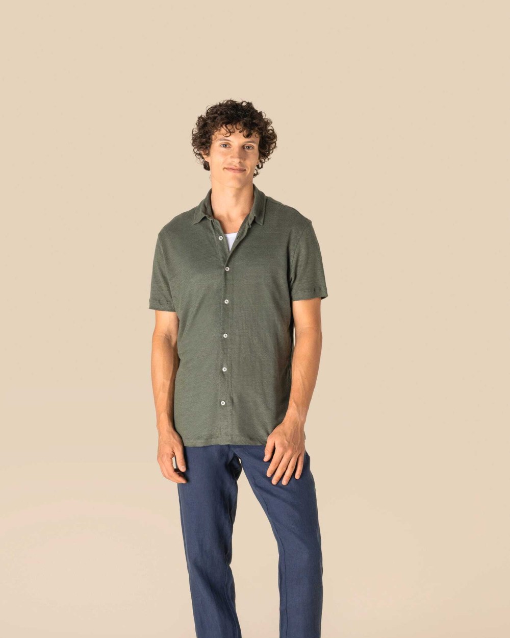 Chemises personnalisable SPASSO Chemise à manches courtes en lin homme