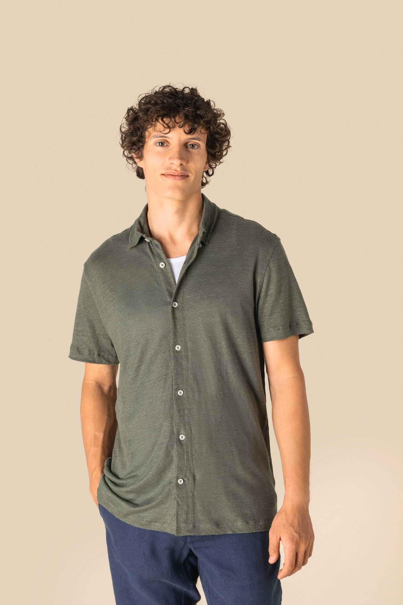 Chemises personnalisable SPASSO Chemise à manches courtes en lin homme