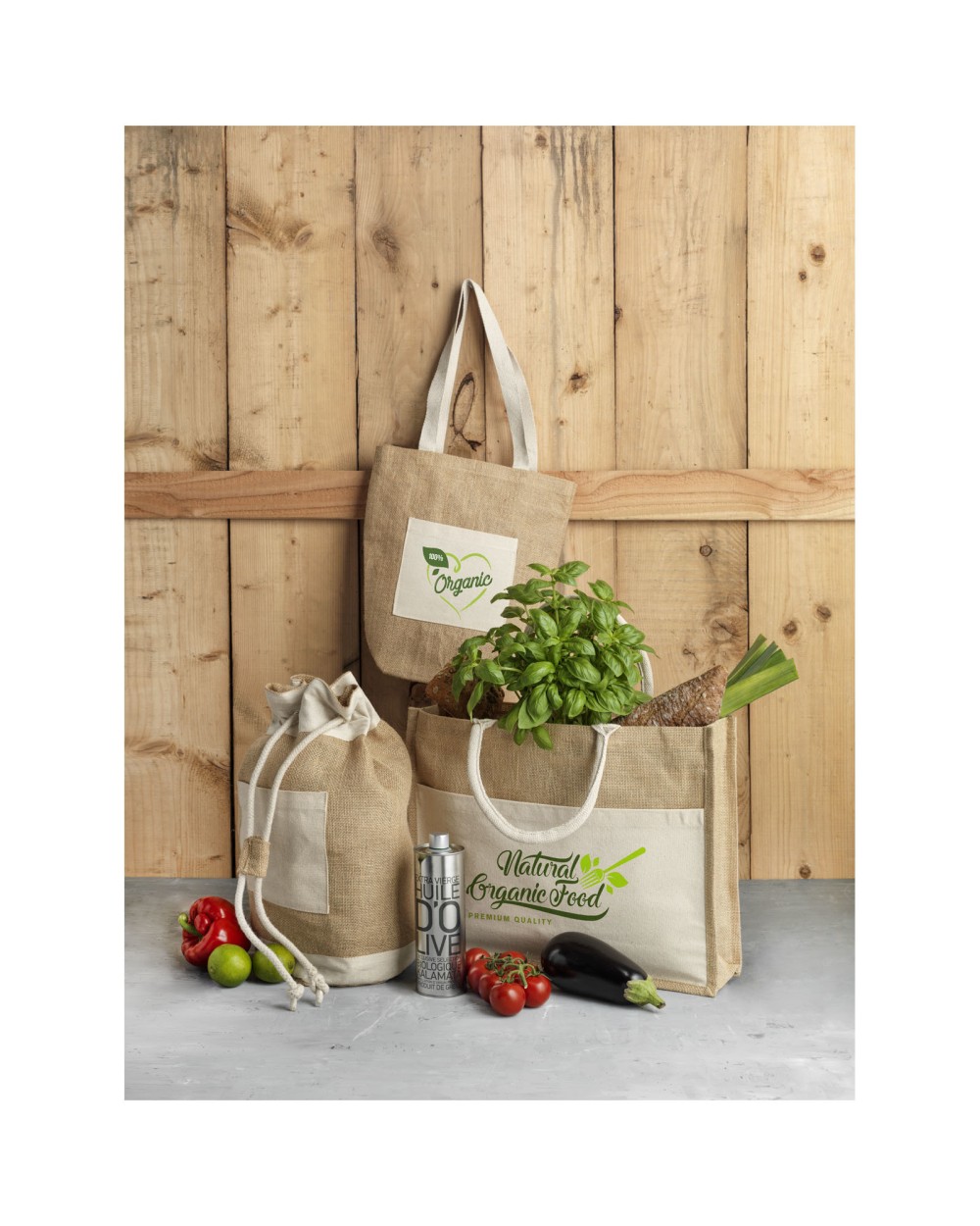 Tassen & Zakken 4DO Goa jute plunjezak 16L voor bedrukking &amp; borduring