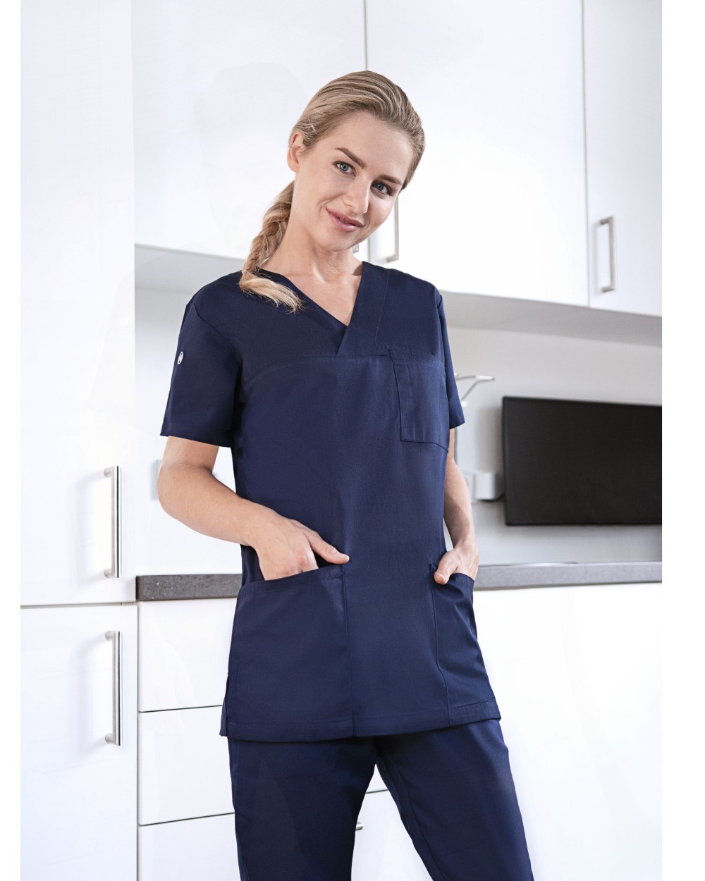 KARLOWSKY SHORT-SLEEVE LADIES' SLIP-ON TUNIC ESSENTIAL Schürzen personalisierbar