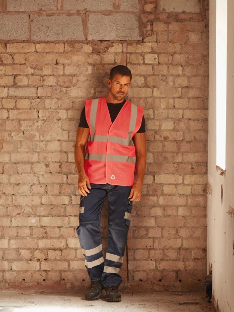 Gilets de sécurité à personnaliser YOKO Gilet haute visibilité à maille ajourée recyclée 