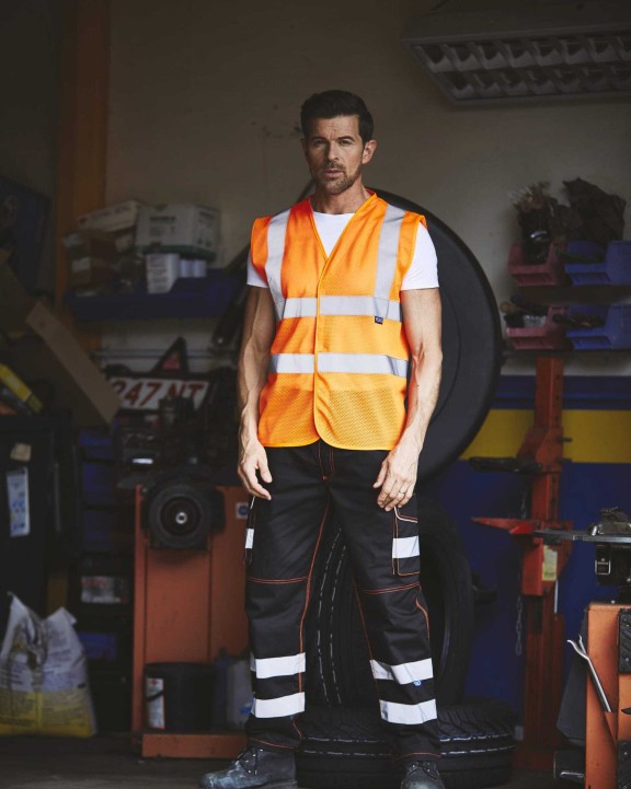 Gilets de sécurité personnalisable YOKO Gilet haute visibilité à maille ajourée recyclée