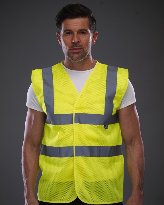 Gilets de sécurité personnalisable YOKO Gilet haute visibilité à maille ajourée recyclée