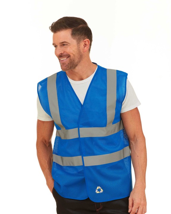 Gilets de sécurité personnalisable YOKO Gilet haute visibilité à maille ajourée recyclée