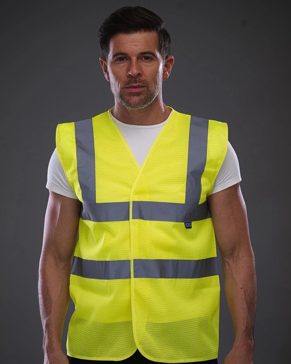 YOKO Hi-Vis recycled Open Mesh Waistcoat Warnwesten personalisierbar
