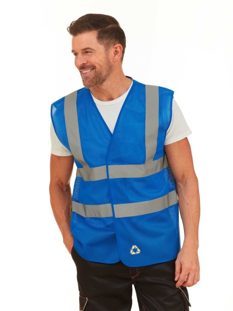Gilets de sécurité à personnaliser YOKO Gilet haute visibilité à maille ajourée recyclée 