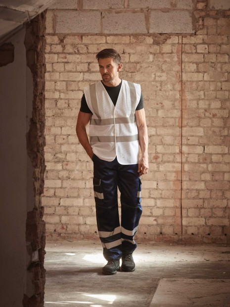 Gilets de sécurité à personnaliser YOKO Gilet haute visibilité à maille ajourée recyclée 