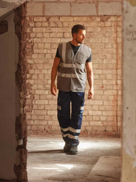 Gilets de sécurité à personnaliser YOKO Gilet haute visibilité à maille ajourée recyclée 