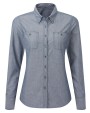 Hemden PREMIER Women`s Organic Chambray Fairtrade Long Sleeve Shirt voor bedrukking &amp; borduring