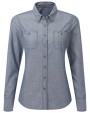 Chemises personnalisable PREMIER Women`s Organic Chambray Fairtrade Long Sleeve Shirt
