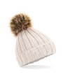 Bonnets personnalisable BEECHFIELD Bonnet en grosse maille pompon en fourrure pour bébé