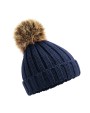 Bonnets personnalisable BEECHFIELD Bonnet en grosse maille pompon en fourrure pour bébé