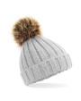 Bonnets personnalisable BEECHFIELD Bonnet en grosse maille pompon en fourrure pour bébé