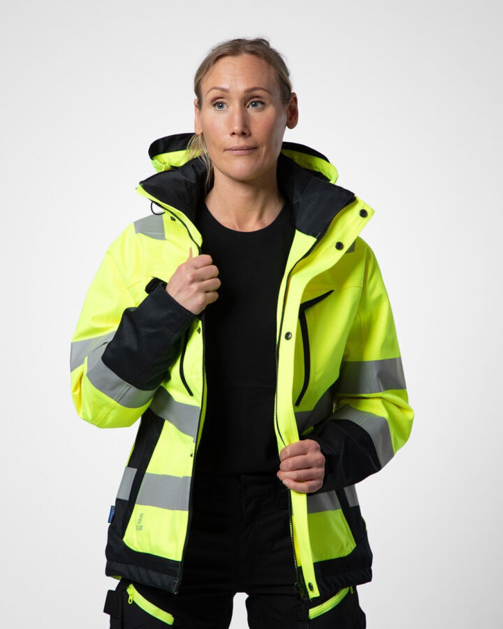 Softshells personnalisable PROJOB 6449 PARKA SOFTSHELL POLYCOTON DOUBLEE FEMME - EN ISO 20471 CLASSE 3/2