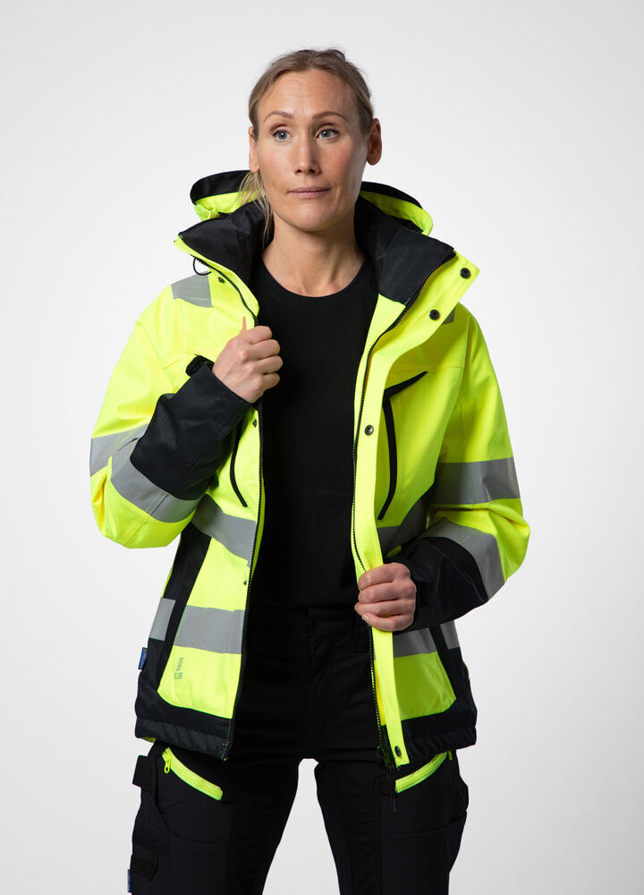 Softshells personnalisable PROJOB 6449 PARKA SOFTSHELL POLYCOTON DOUBLEE FEMME - EN ISO 20471 CLASSE 3/2