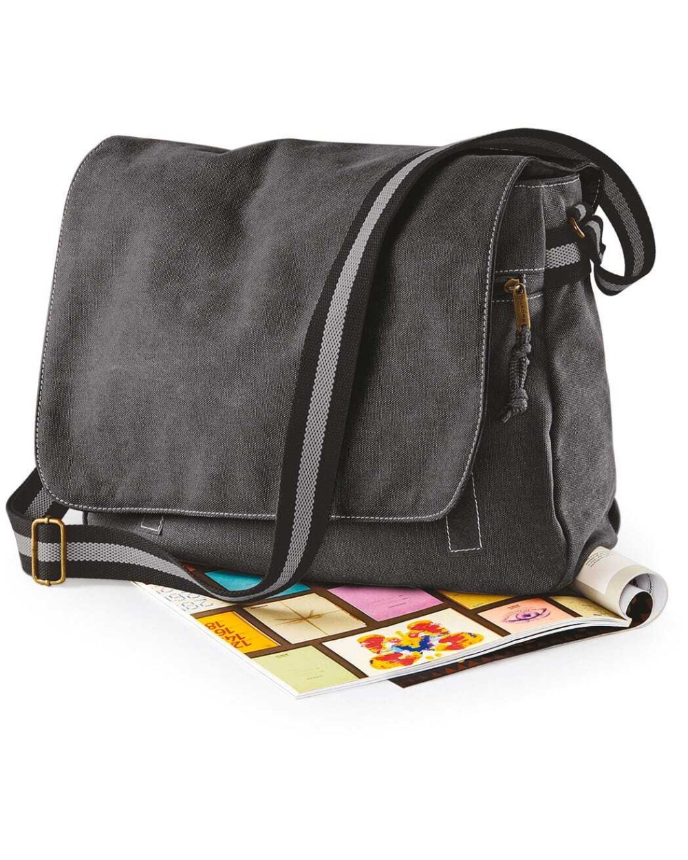 Tassen & Zakken QUADRA Vintage canvas schoudertas voor bedrukking &amp; borduring