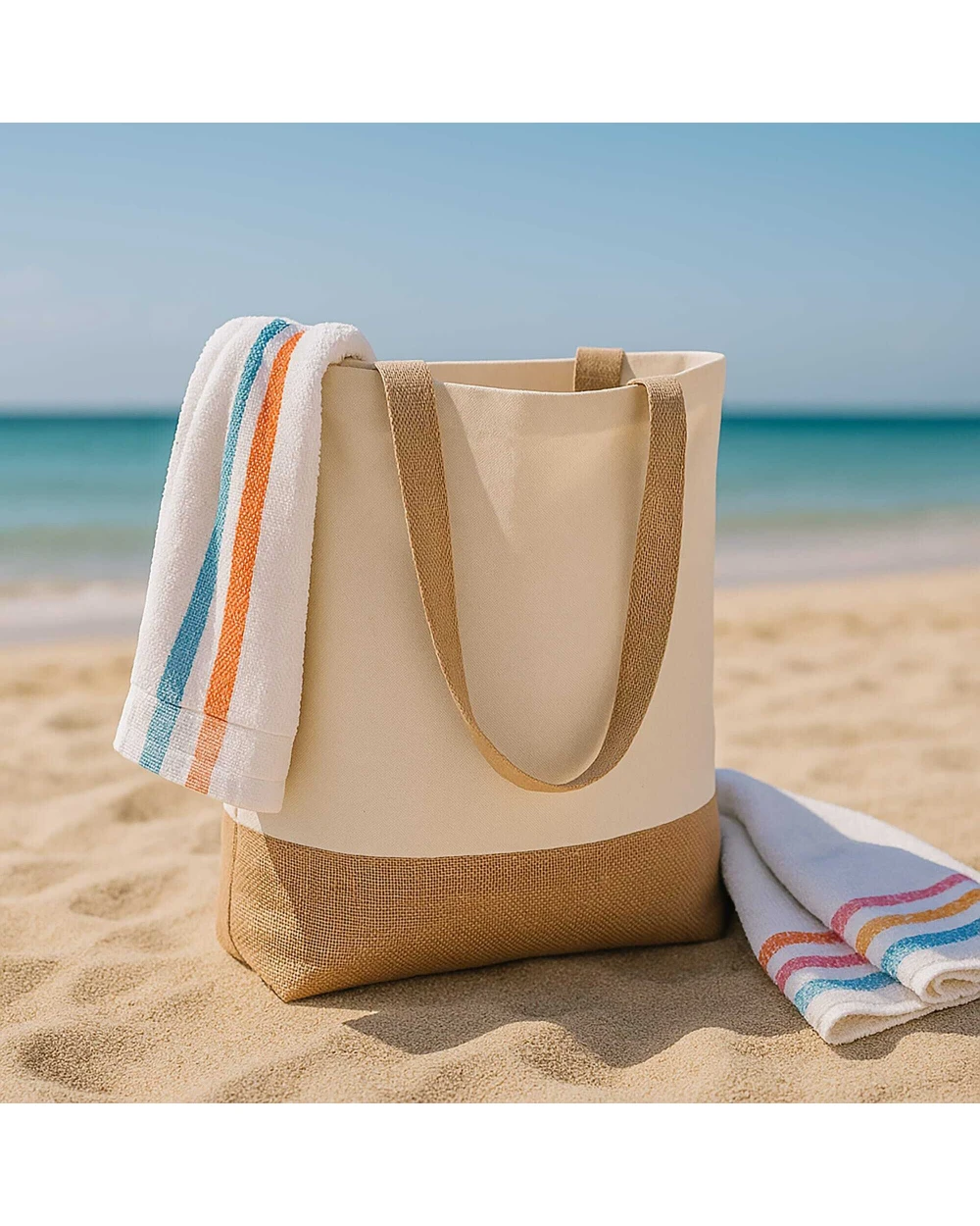 Tote bags personnalisable 4DO Coton-Jute Sac fourre-tout OEKO-TEX® 41 x 13 x 41cm 320g/m²