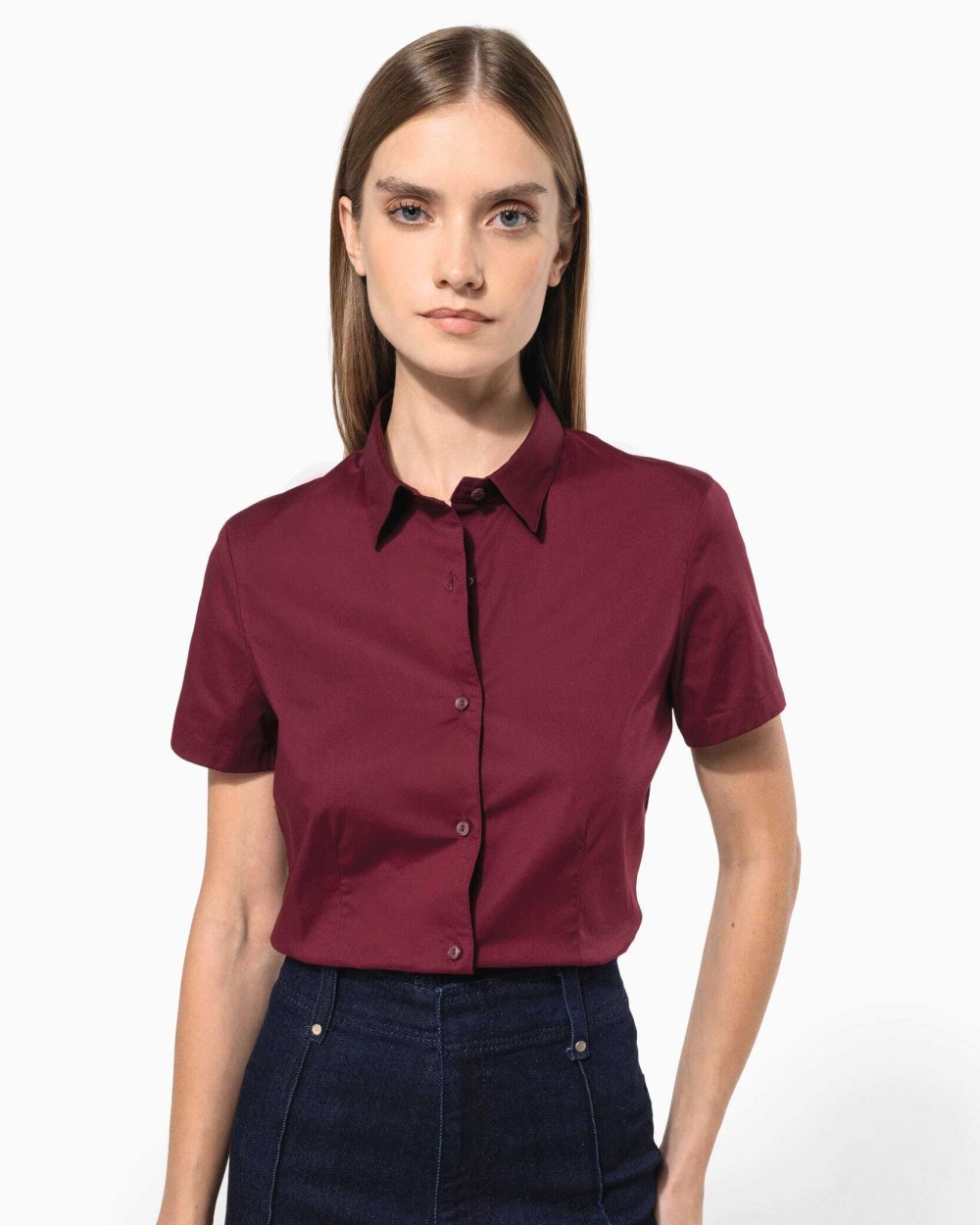 Chemises personnalisable KARIBAN Chemise coton / élasthanne manches courtes femme