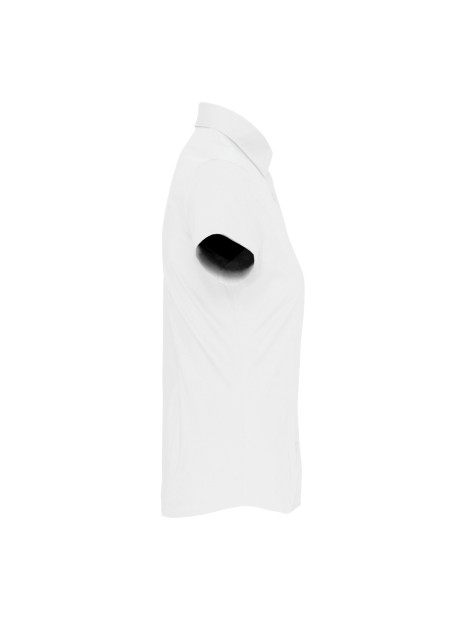 KARIBAN Chemise coton / élasthanne manches courtes femme /api/colors/7a92cd2d-10d2-40b4-928b-296bb7487506 personnalisable