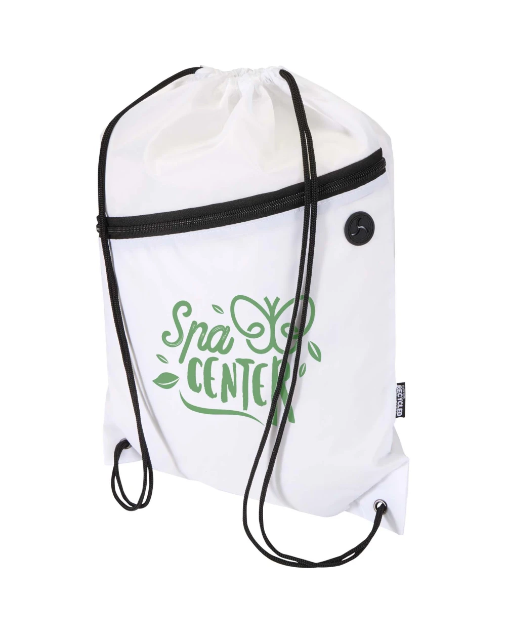 Tassen & Zakken 4DO Oriole RPET-tas met trekkoord en voorvak met ritssluiting, 5 liter voor bedrukking &amp; borduring