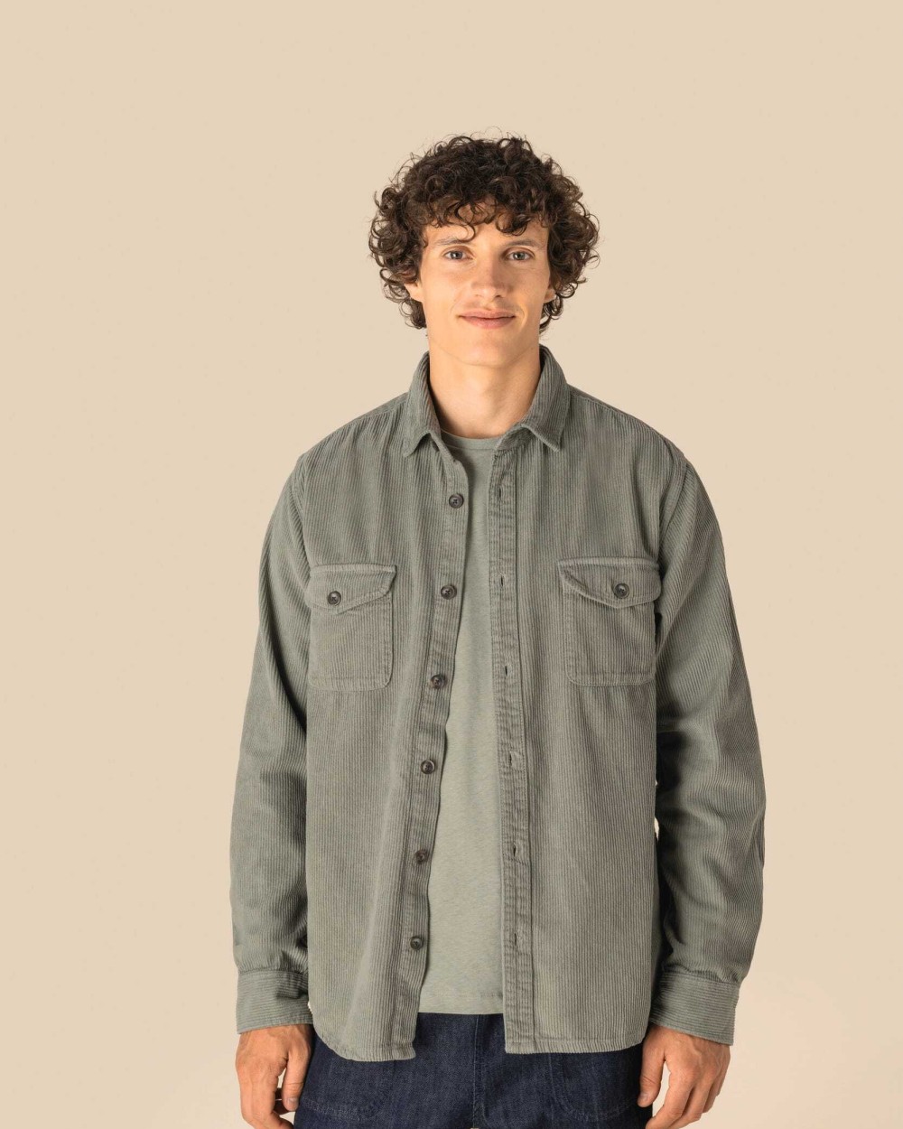 SPASSO Umweltfreundliche ausgewaschene Herren-Hemdjacke aus Kord Hemden personalisierbar