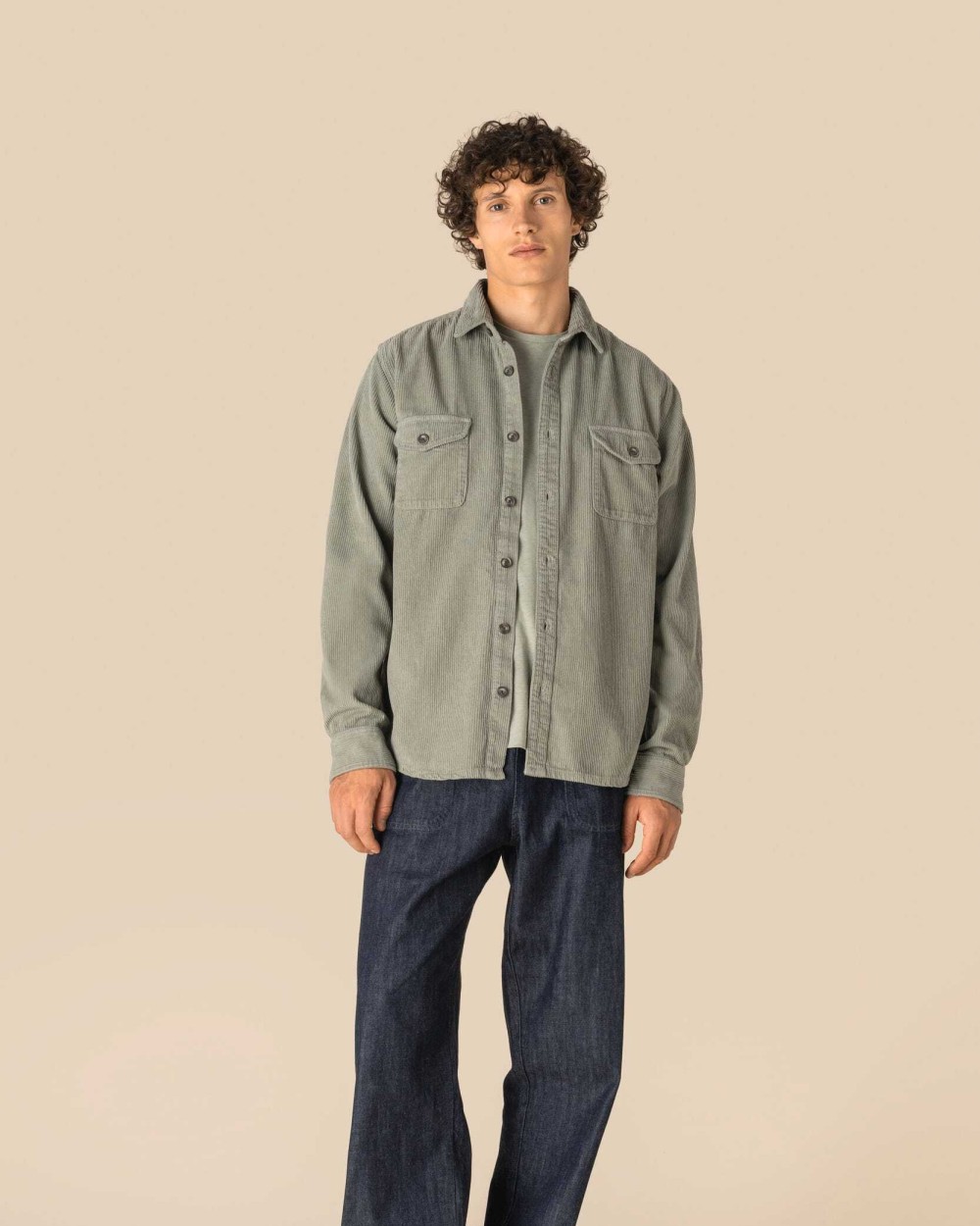 SPASSO Umweltfreundliche ausgewaschene Herren-Hemdjacke aus Kord Hemden personalisierbar