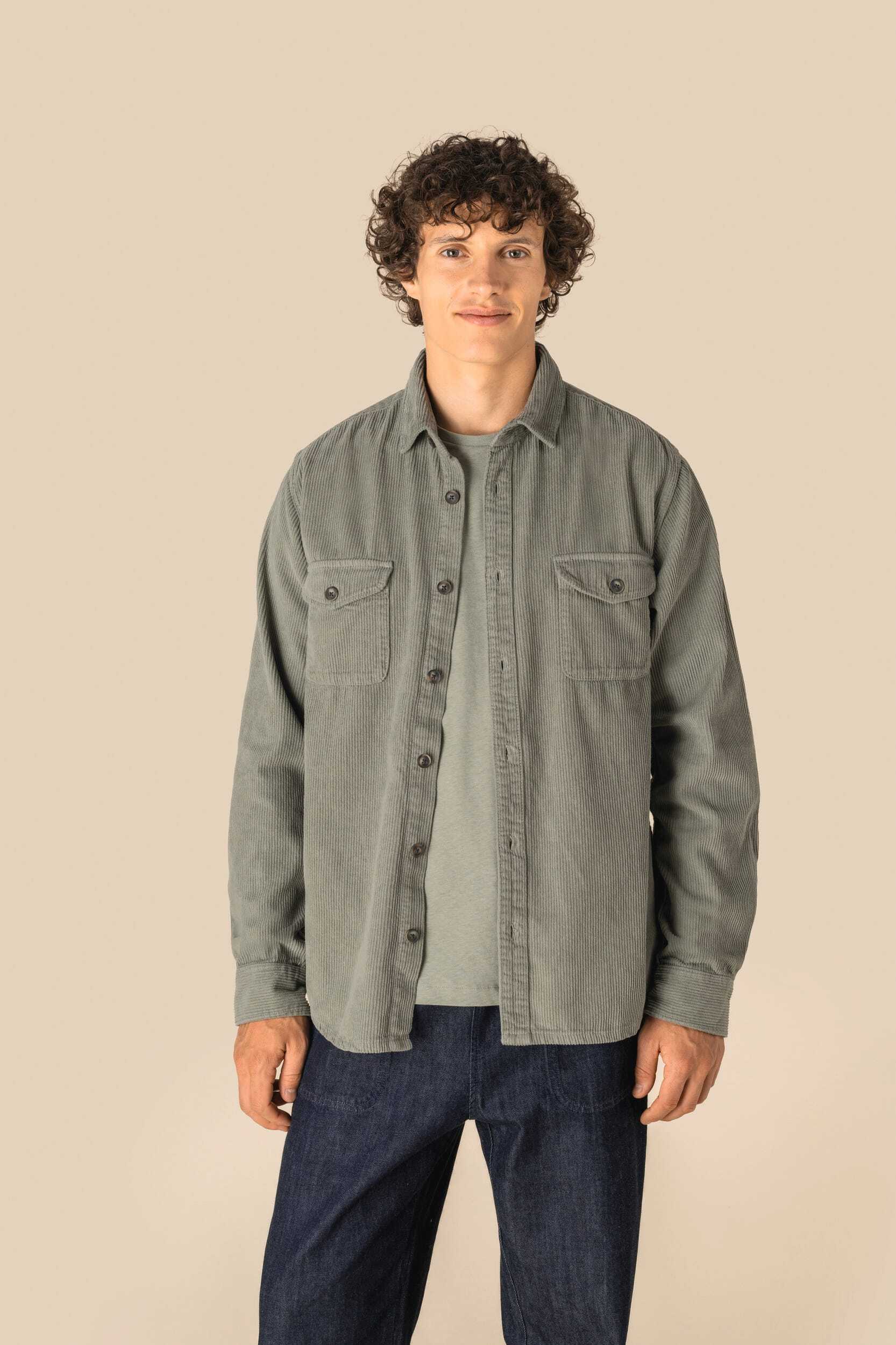 Chemises personnalisable SPASSO Surchemise écoresponsable délavée en velours côtelé homme