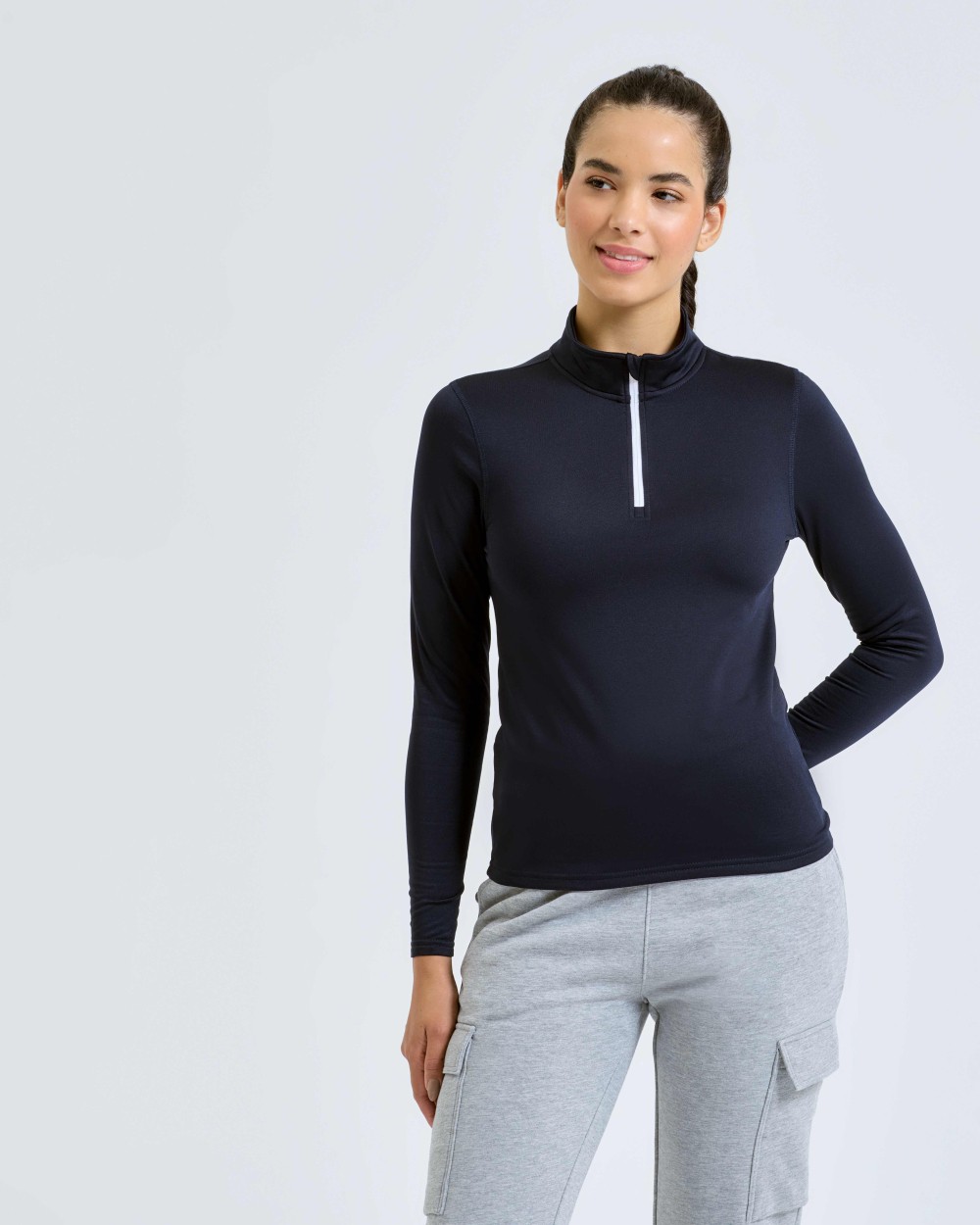 T-Shirts personnalisable TRIDRI Top femme en tissu gratté recyclé à ¼ de zip et à manches longues TriDri®