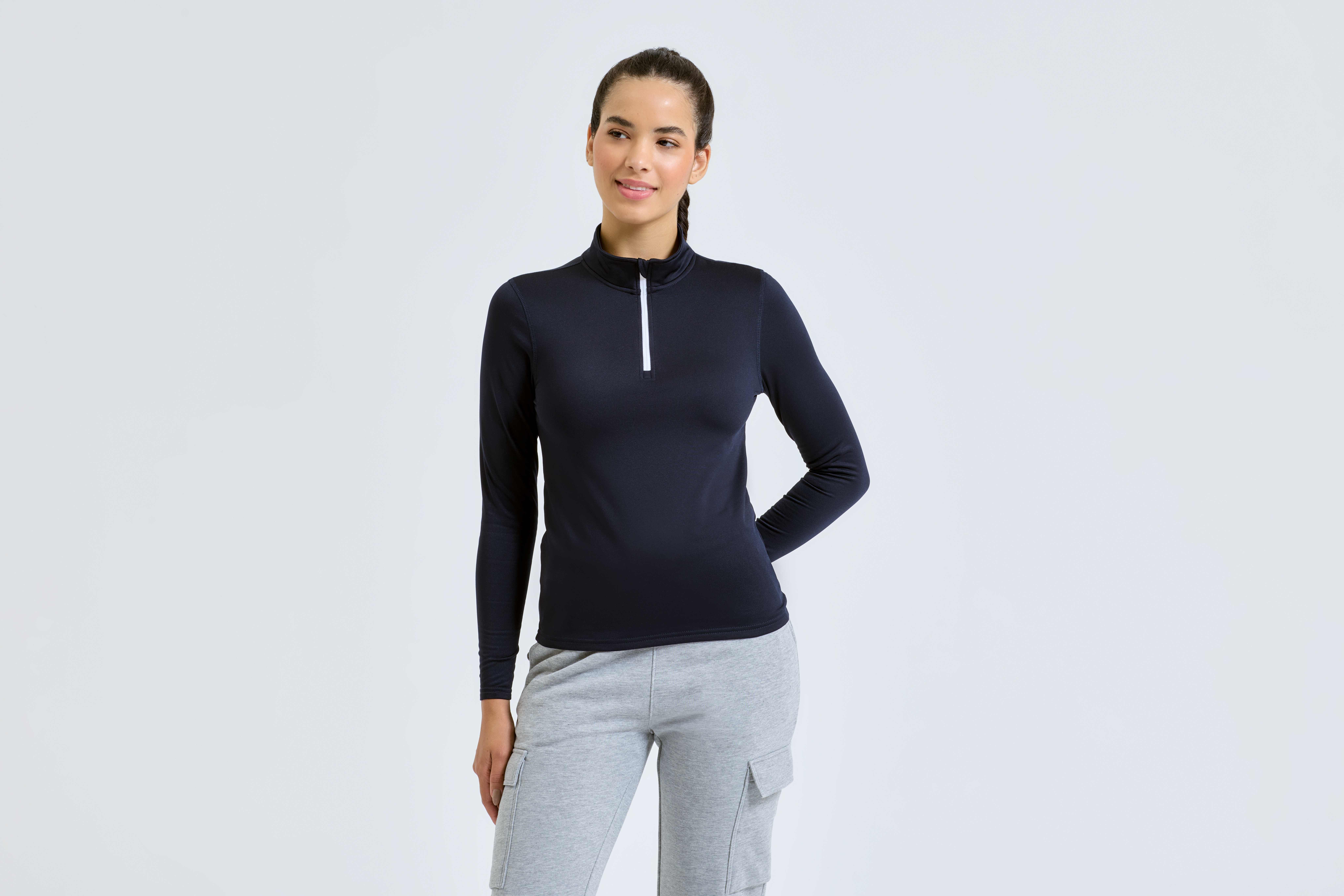 T-Shirts personnalisable TRIDRI Top femme en tissu gratté recyclé à ¼ de zip et à manches longues TriDri®