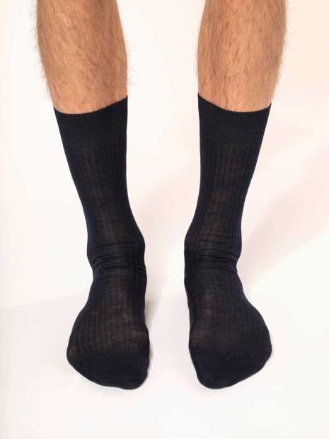 Accessoires à personnaliser KARIBAN Chaussettes coton rib 4x2 fil d'Écosse homme 