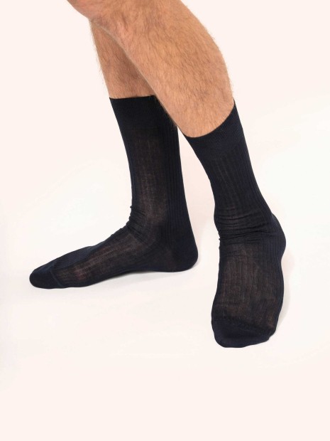 Accessoires à personnaliser KARIBAN Chaussettes coton rib 4x2 fil d'Écosse homme 