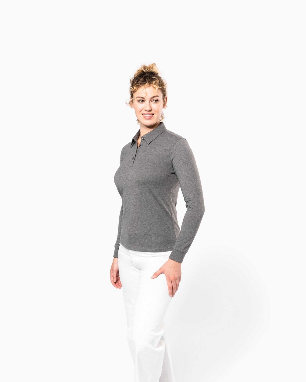 KARIBAN Langarm-Polohemd für Damen aus Jersey Poloshirts personalisierbar