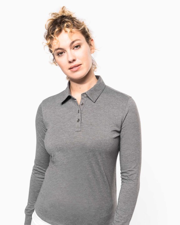 Polo's KARIBAN Damespolo lange mouwen van jersey voor bedrukking &amp; borduring