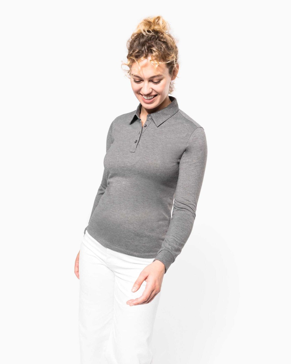 KARIBAN Langarm-Polohemd für Damen aus Jersey Poloshirts personalisierbar