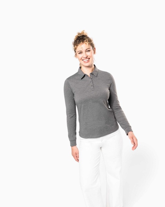 Polo's KARIBAN Damespolo lange mouwen van jersey voor bedrukking &amp; borduring