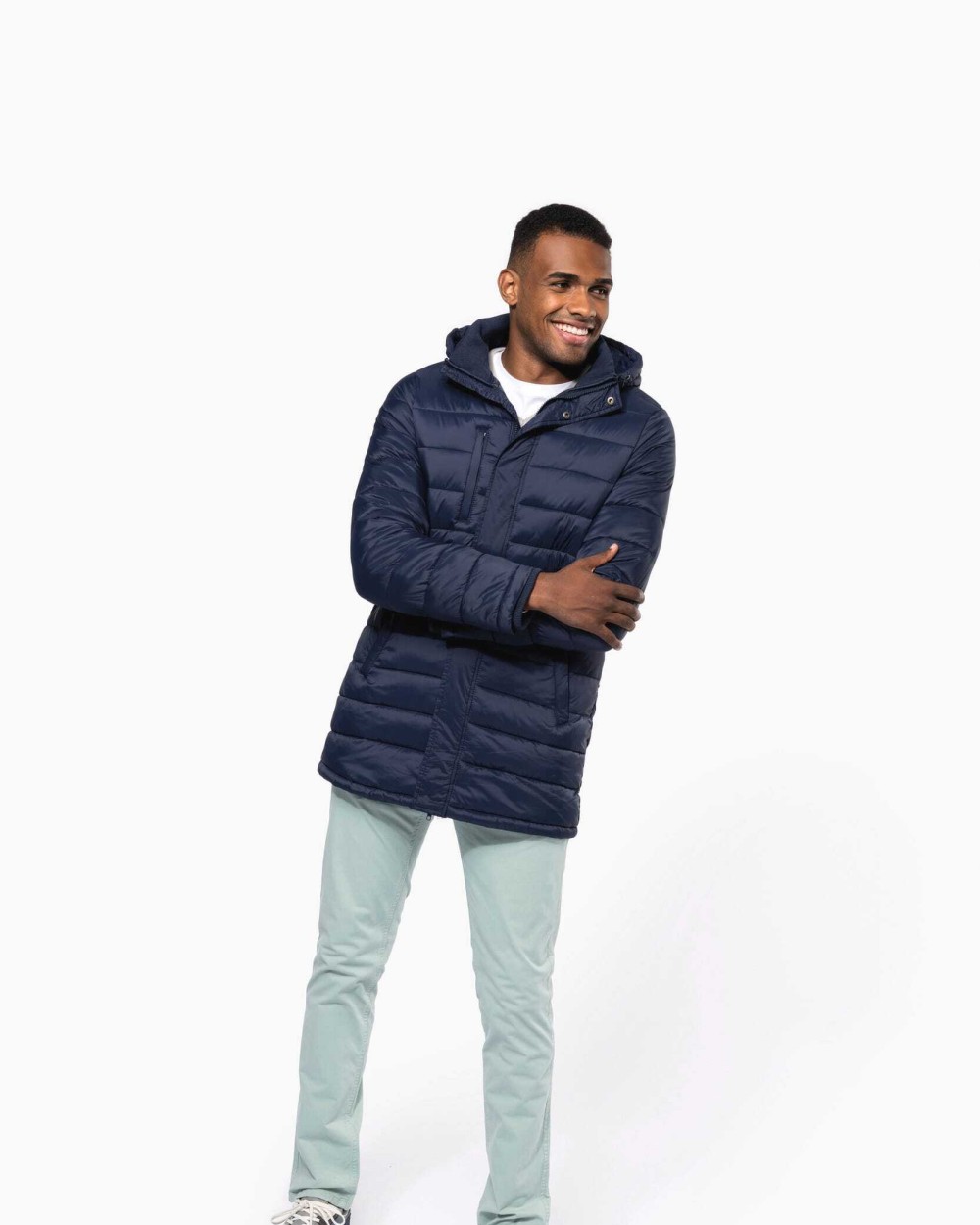 KARIBAN Leichter Herren-Daunenparka mit Kapuze Jacken personalisierbar