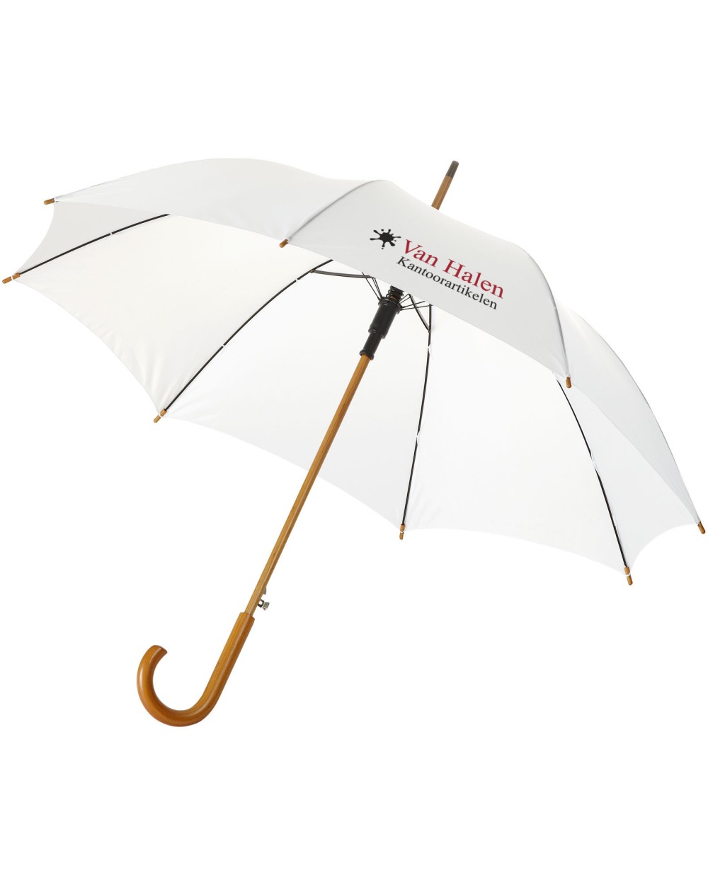 4DO Kyle 23" Automatikregenschirm mit Holzstange und -griff Regenschirme personalisierbar